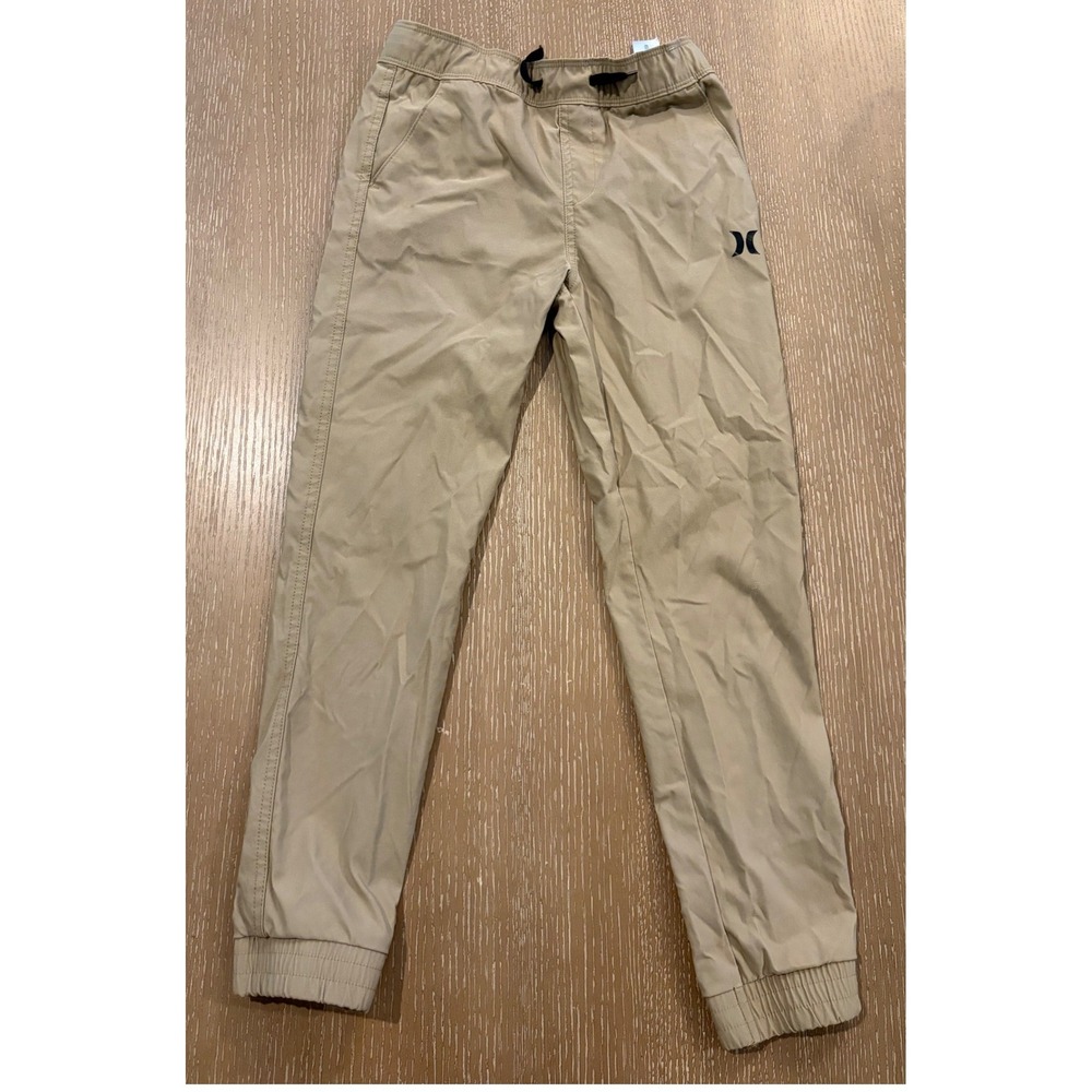 Hurley H2O-Dri Jogger Pants Boys M‎ Khaki Elastic Waist Drawstring Stretch
